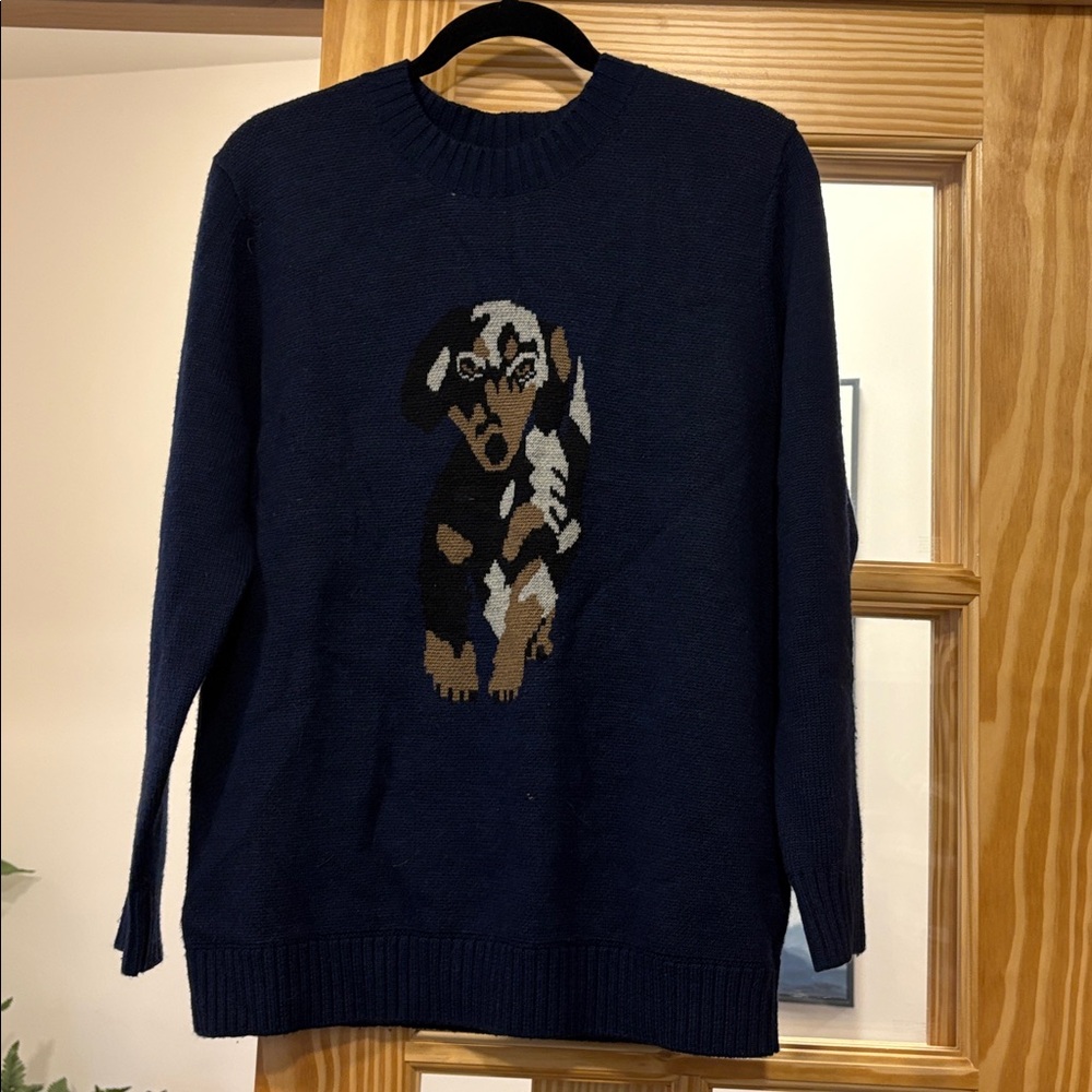 Merino Wool Sweater with Dog